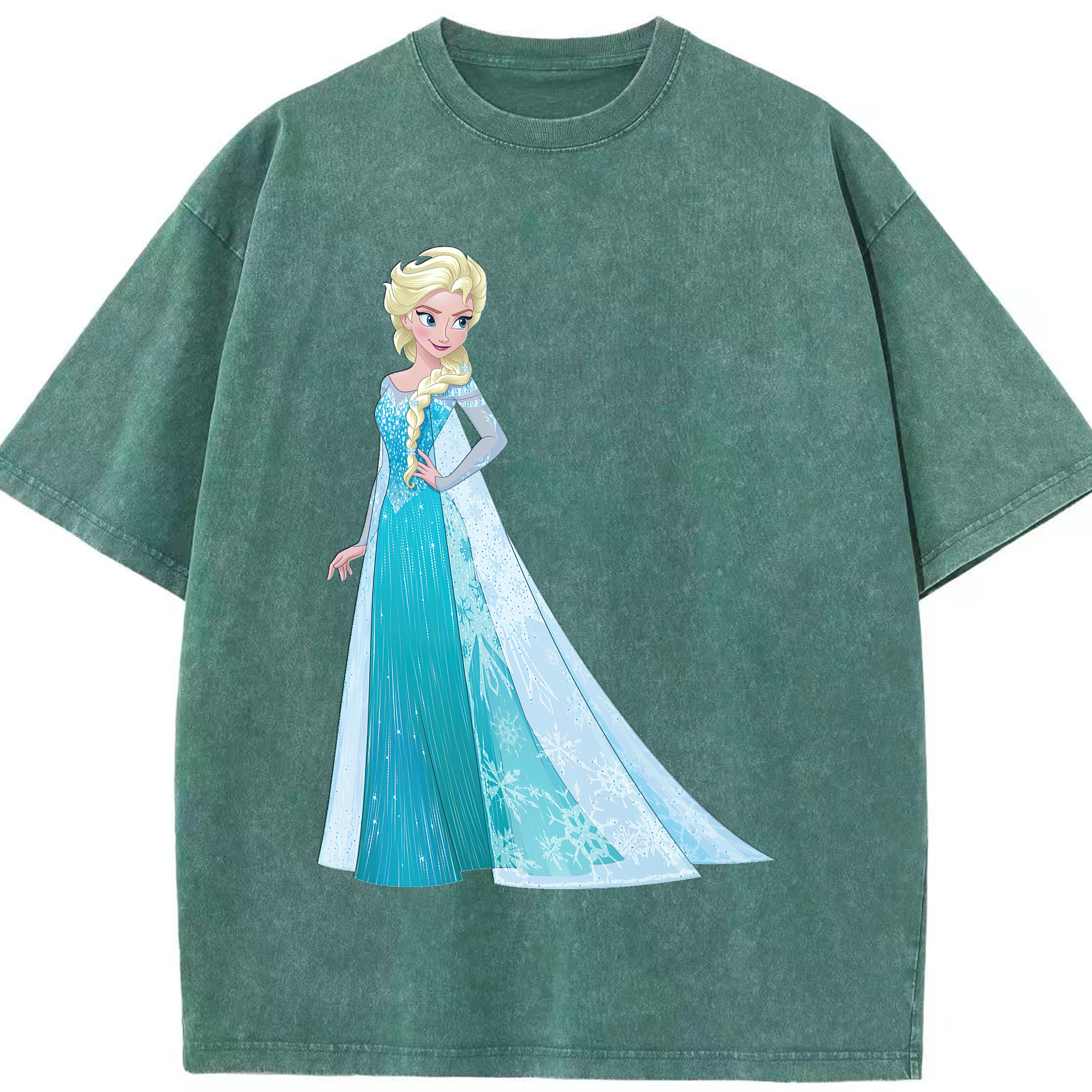 （画像用） アナと雪の女王 アンナ エルサ Frozen Anna Elsa 綿100% ヴィンテージ風 半袖Tシャツ（フロントプリント）